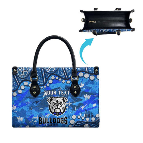 Personalized Canterbury-Bankstown Bulldogs Leather Bag Aboriginal Pattern with Graffiti Style Design