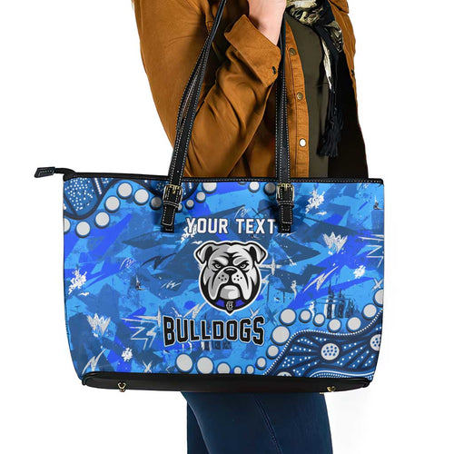 Personalized Canterbury-Bankstown Bulldogs Leather Tote Bag Aboriginal Pattern with Graffiti Style Design