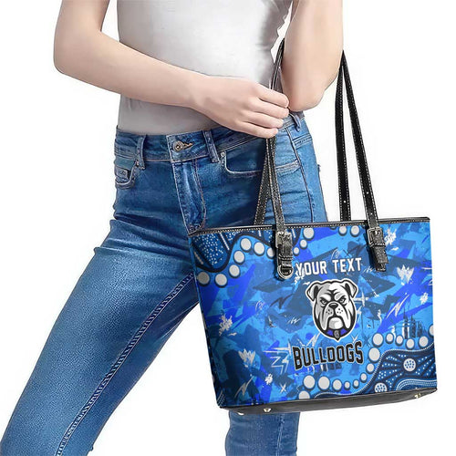 Personalized Canterbury-Bankstown Bulldogs Leather Tote Bag Aboriginal Pattern with Graffiti Style Design