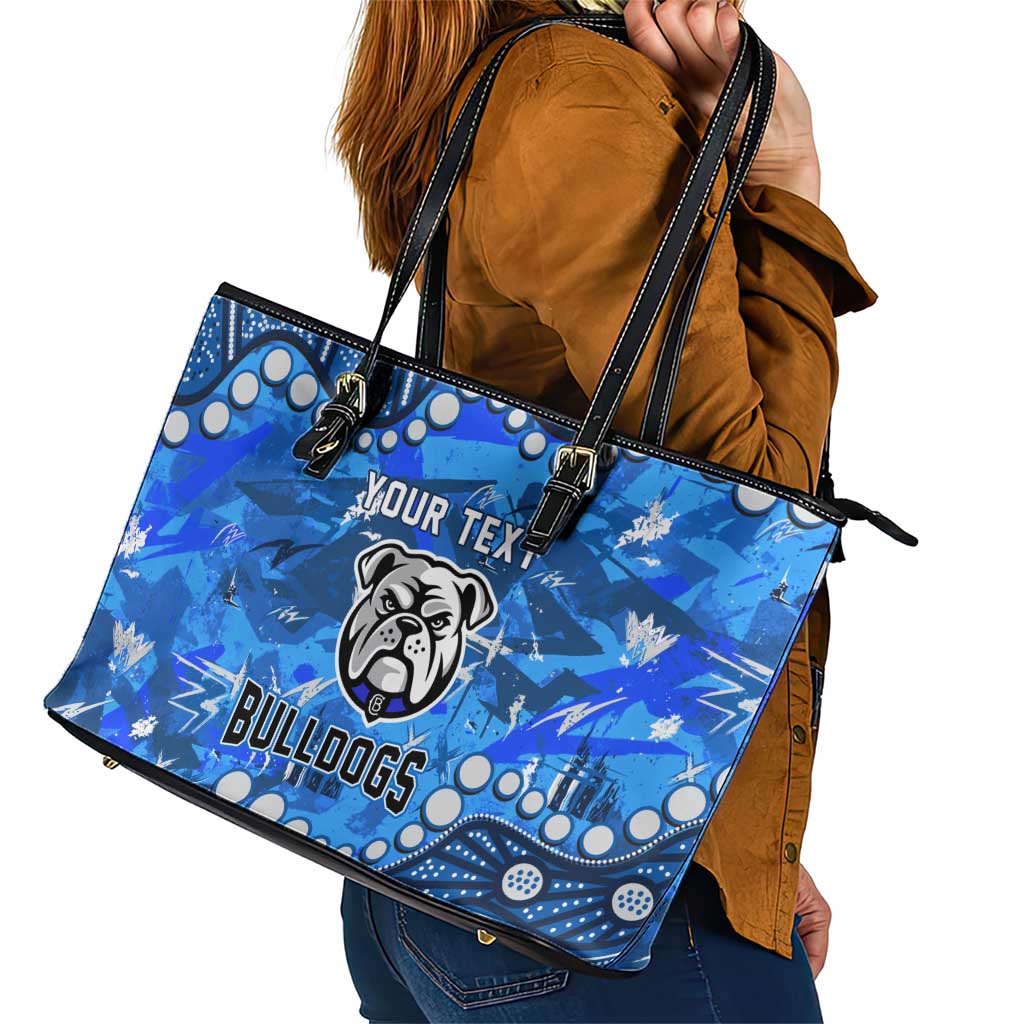 Personalized Canterbury-Bankstown Bulldogs Leather Tote Bag Aboriginal Pattern with Graffiti Style Design
