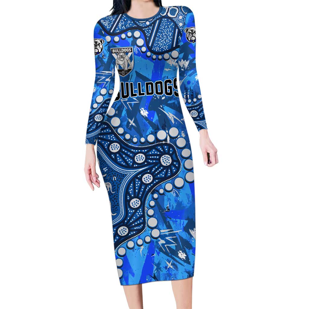 Personalized Canterbury-Bankstown Bulldogs Long Sleeve Bodycon Dress Aboriginal Pattern with Graffiti Style Design