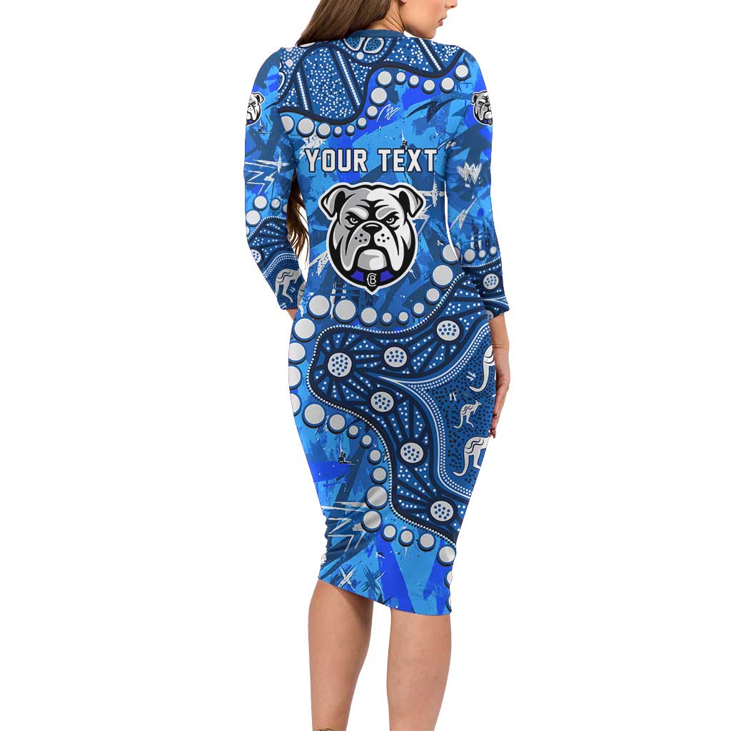 Personalized Canterbury-Bankstown Bulldogs Long Sleeve Bodycon Dress Aboriginal Pattern with Graffiti Style Design