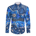 Personalized Canterbury-Bankstown Bulldogs Long Sleeve Button Shirt Aboriginal Pattern with Graffiti Style Design