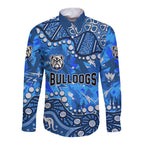 Personalized Canterbury-Bankstown Bulldogs Long Sleeve Button Shirt Aboriginal Pattern with Graffiti Style Design