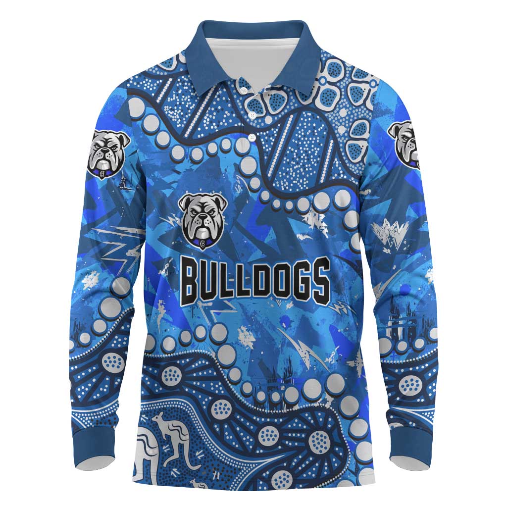Personalized Canterbury-Bankstown Bulldogs Long Sleeve Polo Shirt Aboriginal Pattern with Graffiti Style Design