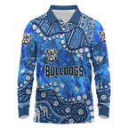 Personalized Canterbury-Bankstown Bulldogs Long Sleeve Polo Shirt Aboriginal Pattern with Graffiti Style Design