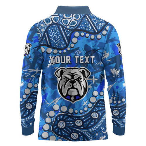 Personalized Canterbury-Bankstown Bulldogs Long Sleeve Polo Shirt Aboriginal Pattern with Graffiti Style Design