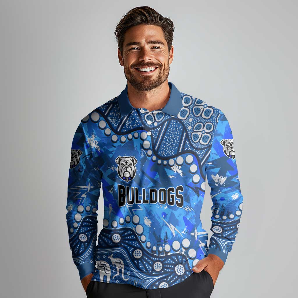 Personalized Canterbury-Bankstown Bulldogs Long Sleeve Polo Shirt Aboriginal Pattern with Graffiti Style Design
