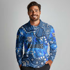 Personalized Canterbury-Bankstown Bulldogs Long Sleeve Polo Shirt Aboriginal Pattern with Graffiti Style Design