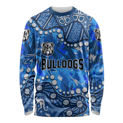 Personalized Canterbury-Bankstown Bulldogs Long Sleeve Shirt Aboriginal Pattern with Graffiti Style Design