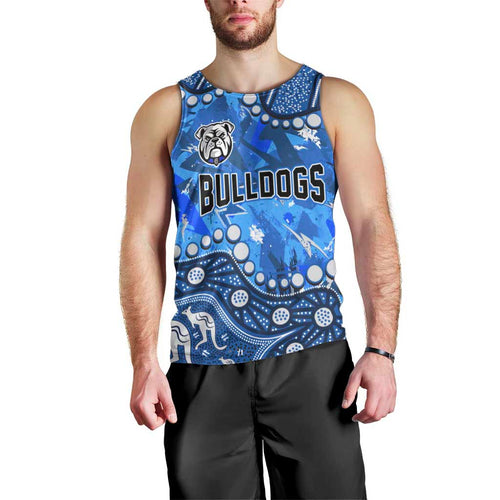 Personalized Canterbury-Bankstown Bulldogs Men Tank Top Aboriginal Pattern with Graffiti Style Design