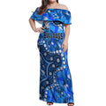 Personalized Canterbury-Bankstown Bulldogs Off Shoulder Maxi Dress Aboriginal Pattern with Graffiti Style Design