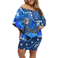 Personalized Canterbury-Bankstown Bulldogs Off Shoulder Short Dress Aboriginal Pattern with Graffiti Style Design