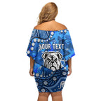 Personalized Canterbury-Bankstown Bulldogs Off Shoulder Short Dress Aboriginal Pattern with Graffiti Style Design