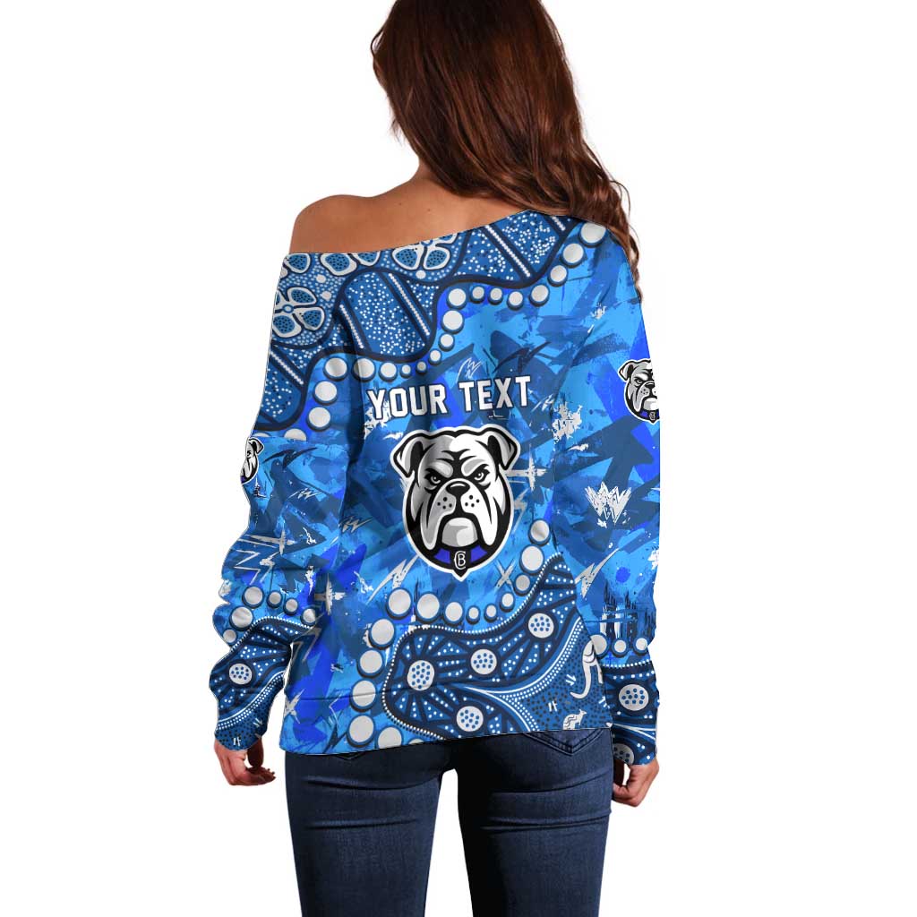 Personalized Canterbury-Bankstown Bulldogs Off Shoulder Sweater Aboriginal Pattern with Graffiti Style Design