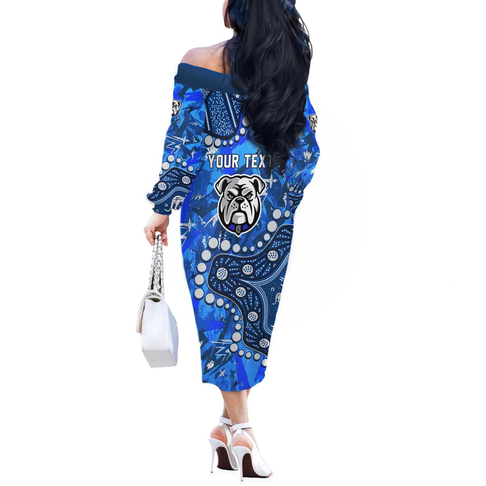 Personalized Canterbury-Bankstown Bulldogs Off The Shoulder Long Sleeve Dress Aboriginal Pattern with Graffiti Style Design