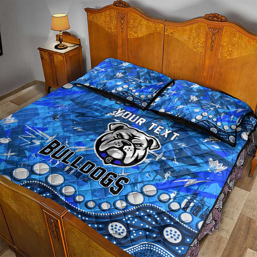 Personalized Canterbury-Bankstown Bulldogs Quilt Bed Set Aboriginal Pattern with Graffiti Style Design