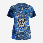 Personalized Canterbury-Bankstown Bulldogs Scrub Top Aboriginal Pattern with Graffiti Style Design