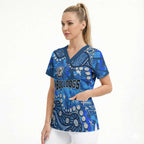 Personalized Canterbury-Bankstown Bulldogs Scrub Top Aboriginal Pattern with Graffiti Style Design