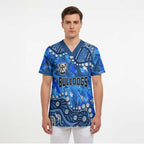 Personalized Canterbury-Bankstown Bulldogs Scrub Top Aboriginal Pattern with Graffiti Style Design