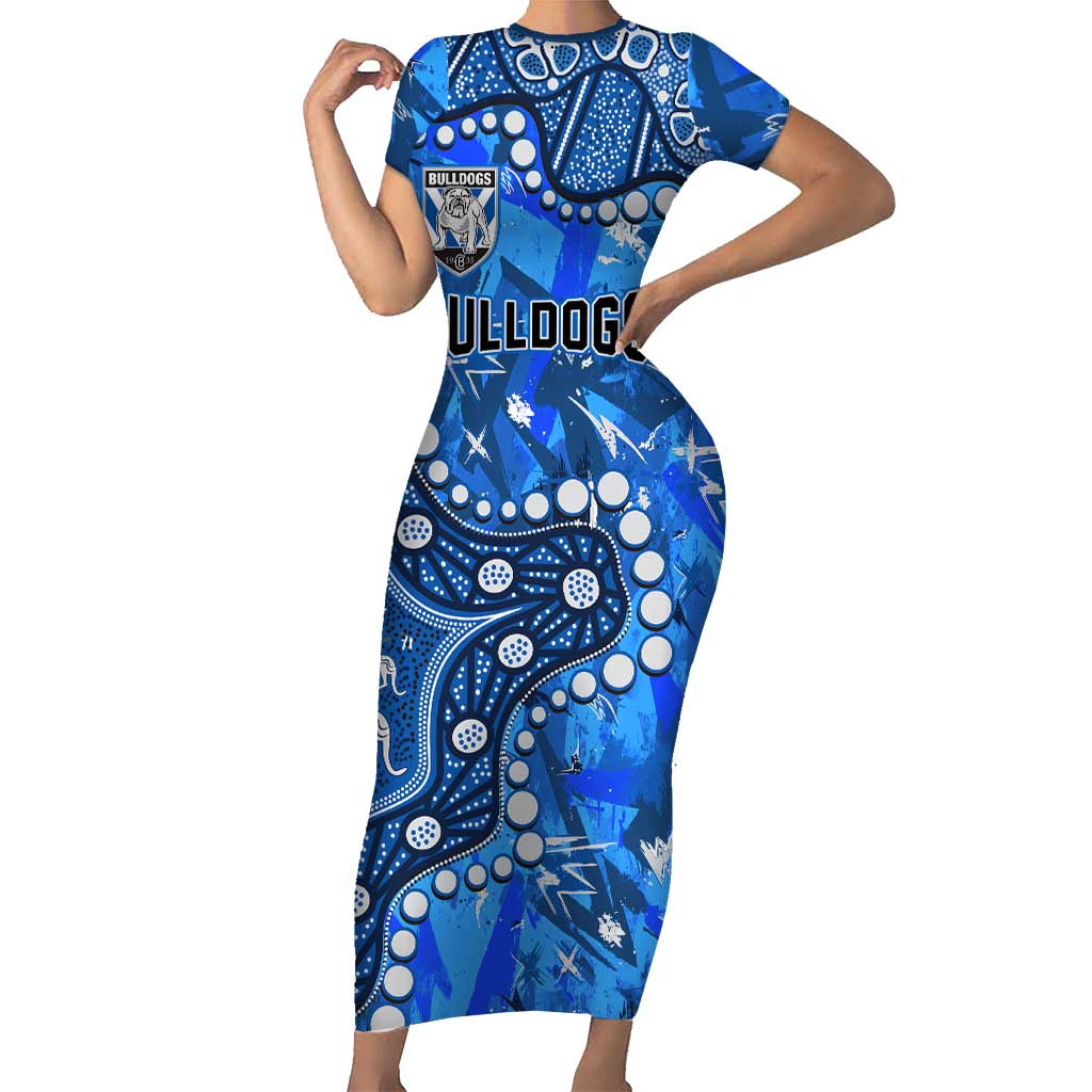Personalized Canterbury-Bankstown Bulldogs Short Sleeve Bodycon Dress Aboriginal Pattern with Graffiti Style Design