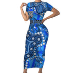 Personalized Canterbury-Bankstown Bulldogs Short Sleeve Bodycon Dress Aboriginal Pattern with Graffiti Style Design