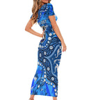 Personalized Canterbury-Bankstown Bulldogs Short Sleeve Bodycon Dress Aboriginal Pattern with Graffiti Style Design