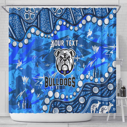 Personalized Canterbury-Bankstown Bulldogs Shower Curtain Aboriginal Pattern with Graffiti Style Design