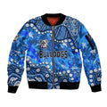 Personalized Canterbury-Bankstown Bulldogs Sleeve Zip Bomber Jacket Aboriginal Pattern with Graffiti Style Design