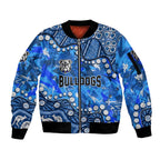 Personalized Canterbury-Bankstown Bulldogs Sleeve Zip Bomber Jacket Aboriginal Pattern with Graffiti Style Design