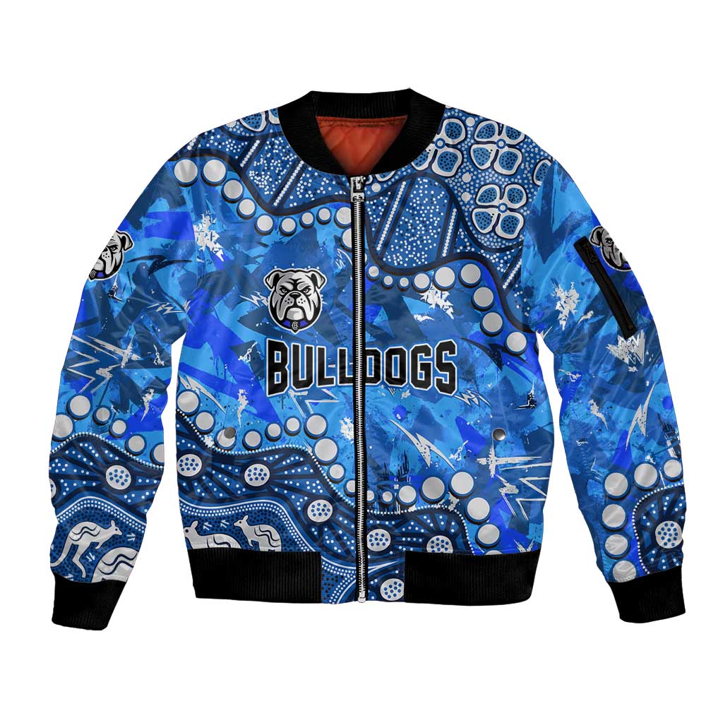 Personalized Canterbury-Bankstown Bulldogs Sleeve Zip Bomber Jacket Aboriginal Pattern with Graffiti Style Design