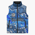 Personalized Canterbury-Bankstown Bulldogs Sleeveless Puffer Jacket Aboriginal Pattern with Graffiti Style Design