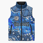 Personalized Canterbury-Bankstown Bulldogs Sleeveless Puffer Jacket Aboriginal Pattern with Graffiti Style Design