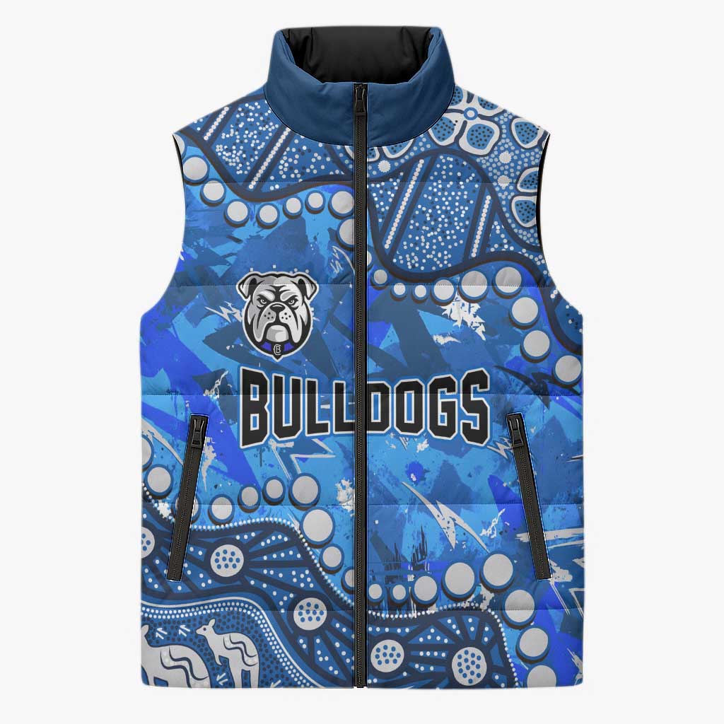 Personalized Canterbury-Bankstown Bulldogs Sleeveless Puffer Jacket Aboriginal Pattern with Graffiti Style Design