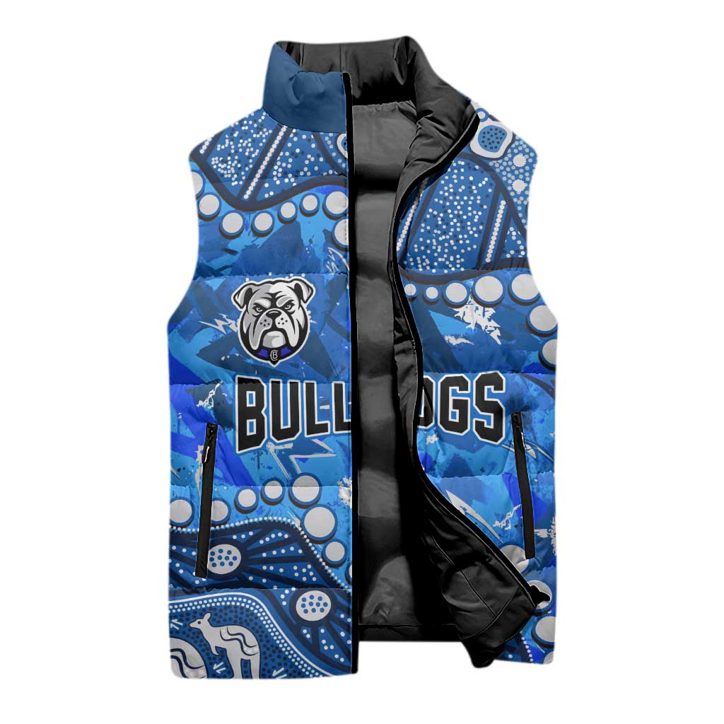 Personalized Canterbury-Bankstown Bulldogs Sleeveless Puffer Jacket Aboriginal Pattern with Graffiti Style Design