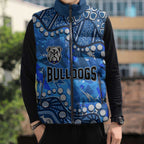 Personalized Canterbury-Bankstown Bulldogs Sleeveless Puffer Jacket Aboriginal Pattern with Graffiti Style Design