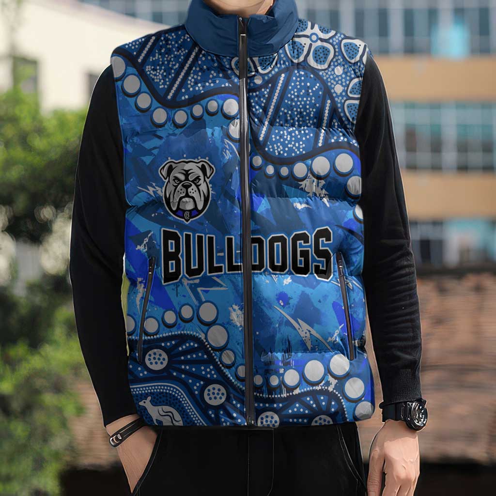 Personalized Canterbury-Bankstown Bulldogs Sleeveless Puffer Jacket Aboriginal Pattern with Graffiti Style Design