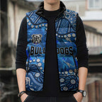 Personalized Canterbury-Bankstown Bulldogs Sleeveless Puffer Jacket Aboriginal Pattern with Graffiti Style Design