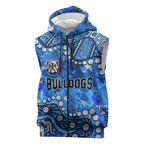 Personalized Canterbury-Bankstown Bulldogs Sleeveless Zip Hoodie Aboriginal Pattern with Graffiti Style Design