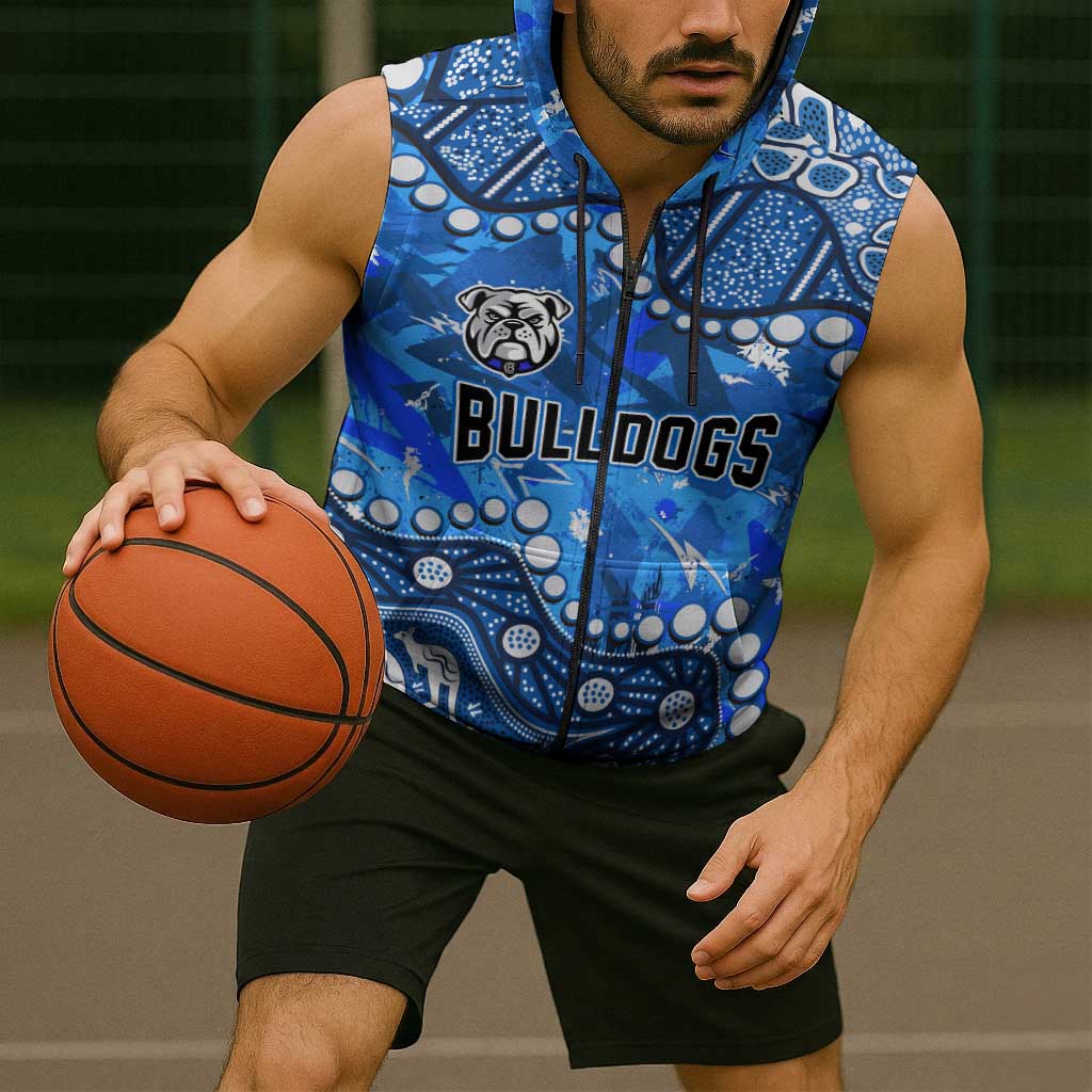 Personalized Canterbury-Bankstown Bulldogs Sleeveless Zip Hoodie Aboriginal Pattern with Graffiti Style Design