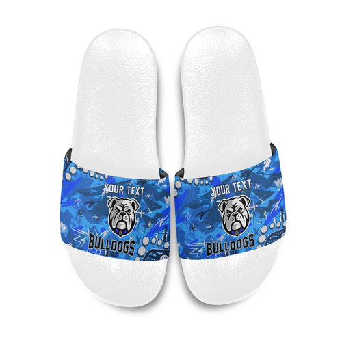 Personalized Canterbury-Bankstown Bulldogs Slide Sandals Aboriginal Pattern with Graffiti Style Design