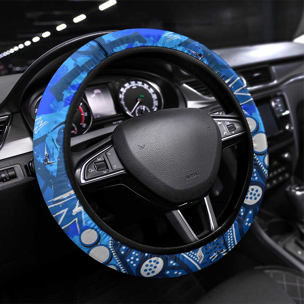 Canterbury-Bankstown Bulldogs Steering Wheel Cover Aboriginal Pattern with Graffiti Style Design