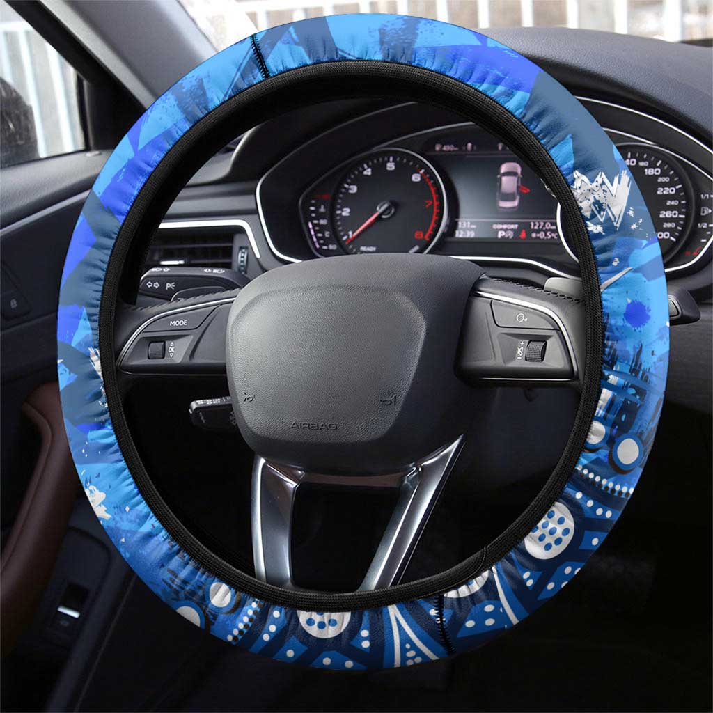 Canterbury-Bankstown Bulldogs Steering Wheel Cover Aboriginal Pattern with Graffiti Style Design