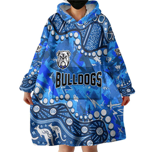 Personalized Canterbury-Bankstown Bulldogs Wearable Blanket Hoodie Aboriginal Pattern with Graffiti Style Design