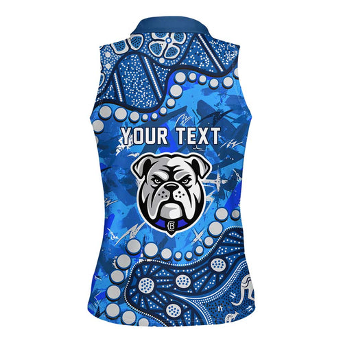 Personalized Canterbury-Bankstown Bulldogs Women Sleeveless Polo Shirt Aboriginal Pattern with Graffiti Style Design