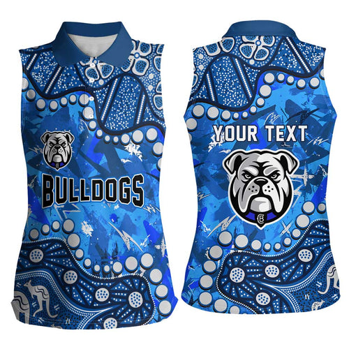 Personalized Canterbury-Bankstown Bulldogs Women Sleeveless Polo Shirt Aboriginal Pattern with Graffiti Style Design