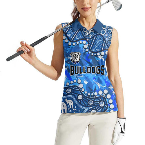 Personalized Canterbury-Bankstown Bulldogs Women Sleeveless Polo Shirt Aboriginal Pattern with Graffiti Style Design