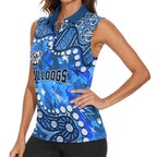 Personalized Canterbury-Bankstown Bulldogs Women Sleeveless Polo Shirt Aboriginal Pattern with Graffiti Style Design