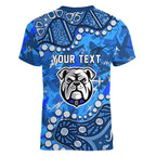Personalized Canterbury-Bankstown Bulldogs Women V-Neck T-Shirt Aboriginal Pattern with Graffiti Style Design