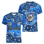 Personalized Canterbury-Bankstown Bulldogs Women V-Neck T-Shirt Aboriginal Pattern with Graffiti Style Design